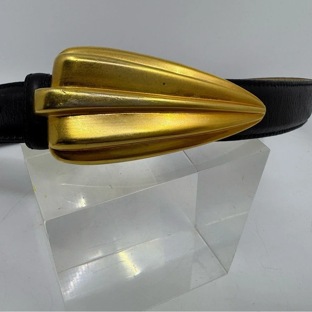 Vintage 1980's ROBERT LEE MORRIS Gold buckle belt size Large